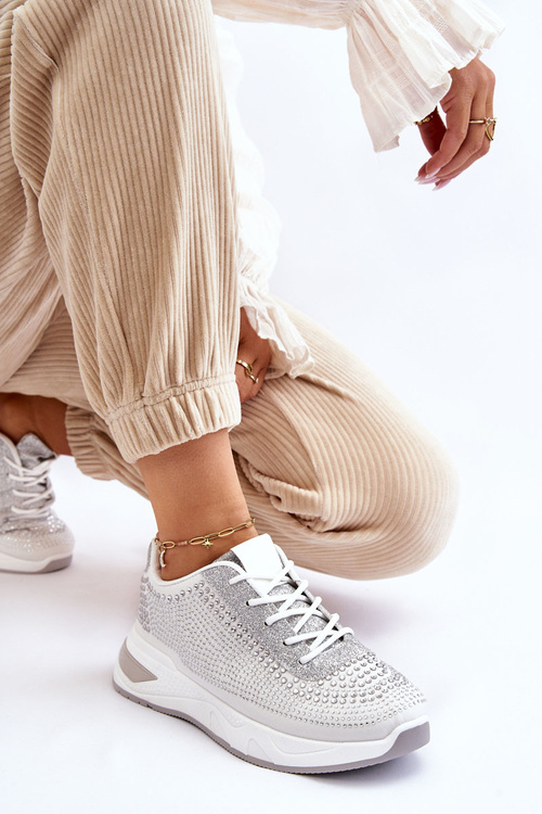 Жіночі кросівки з цирконами Білі Raiden