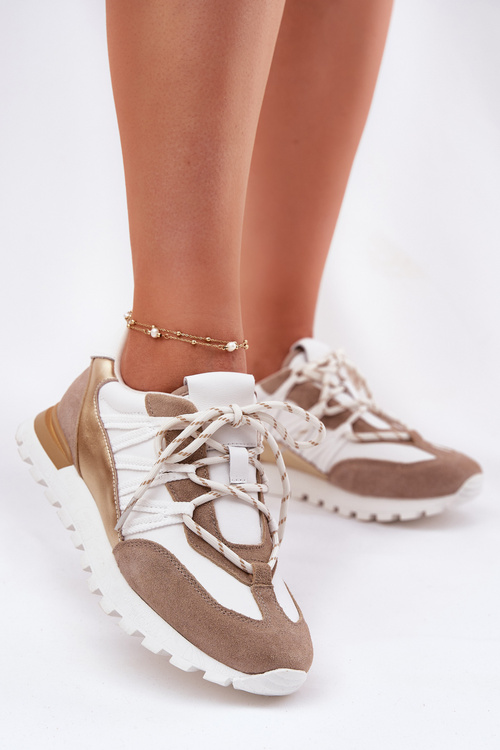 Шкіряні Чоботи Sneakers Жіночі Artiker 56C1738 Бежево-Золоті