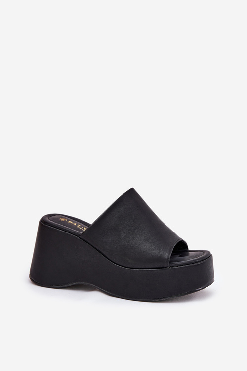 Еко Шкіряні Сандалі Для Жінок На Платформі І Каблуці Чорні Kisoffi