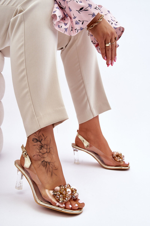 Елегантні прозорі босоніжки з декором Gold Lilah