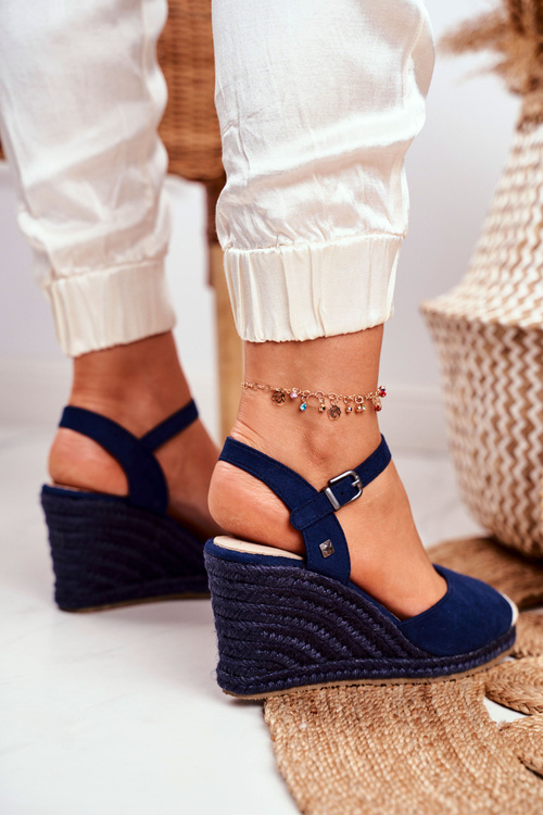 Жіночі босоніжки на танкетці Big Star Navy DD274A172