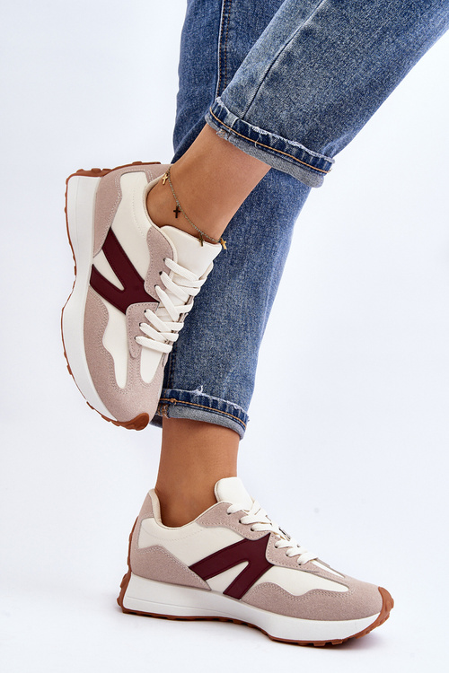 Жіноче бежево-бордове спортивне взуття Chloette