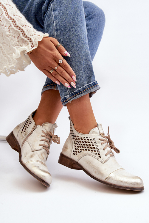 Срібні шкіряні жіночі чоботи Zazoo 2878 з низьким вирізом