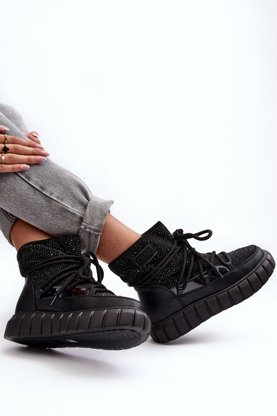 Декоровані хутряні зимові черевики GOE MM2N4080 чорні