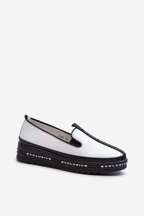 Жіночі шкіряні лофери на платформі S.Barski LR260 Білі