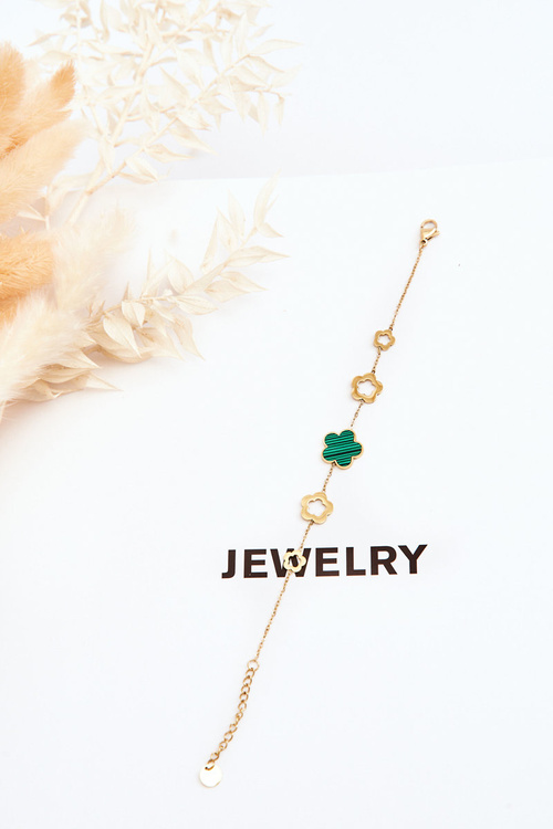 Жіночий браслет з квітами золотисто-зелений