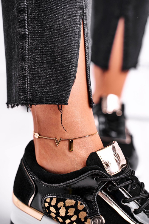 Жіночий браслет на ногу Золотий оксамит