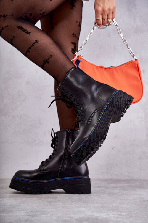 Жіночі чоботи на зав'язках Glany Black Callie