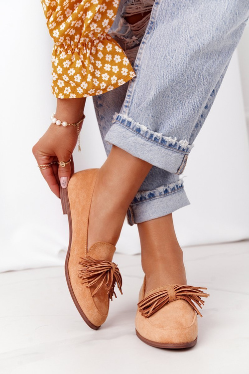 Замшеві жіночі лофери з бахромою Camel Alicante