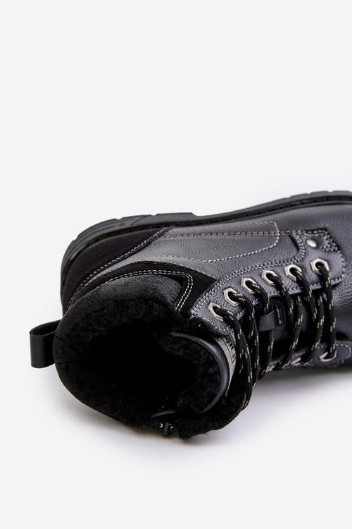 Чоловічі утеплені чоботи з еко шкіри Venredia чорного кольору