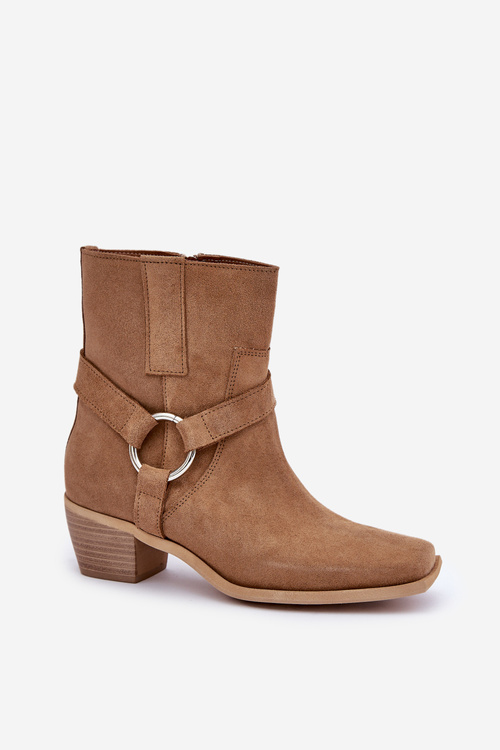 Чоботи З Природного Замшу На Каблуці Бежеві Zazoo 3444/2