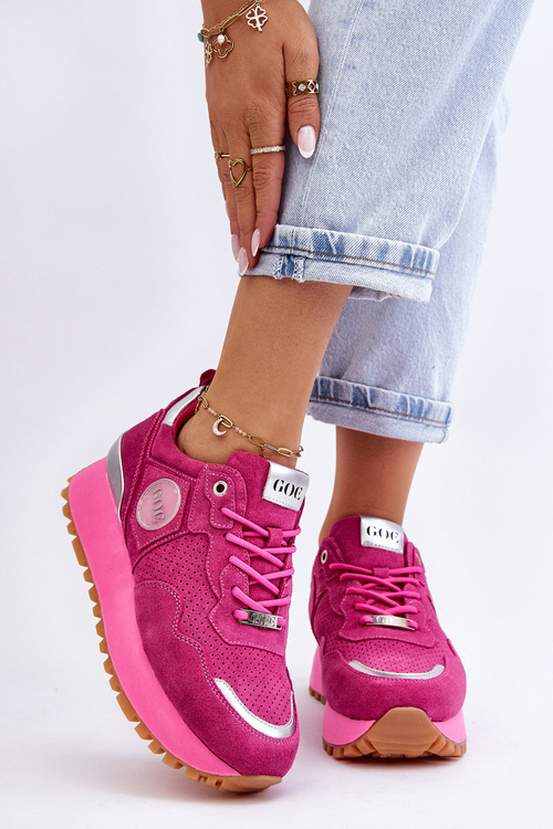 Жіноче замшеве спортивне взуття на платформі GOE LL2N4002 Фуксія