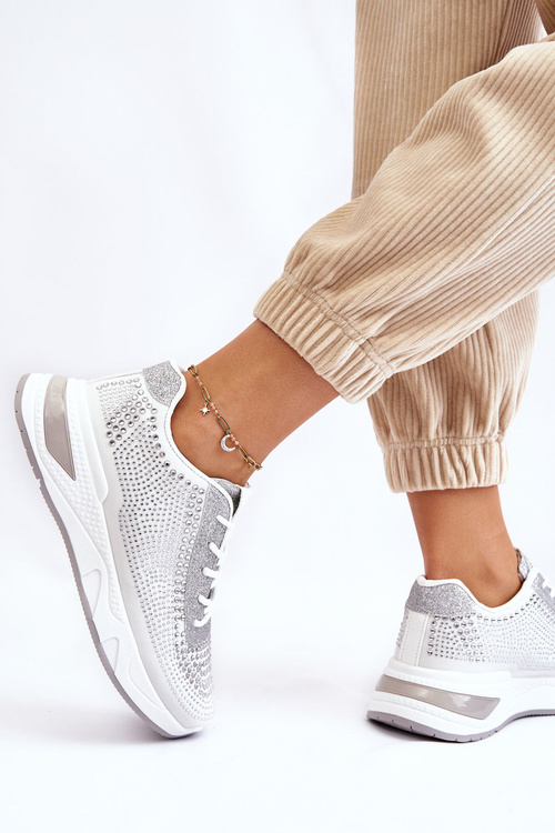 Жіночі кросівки з цирконами Білі Raiden