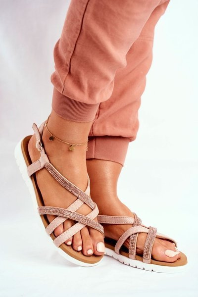 Жіночі босоніжки Lu Boo з цирконами 406-6 Rose Gold Feen