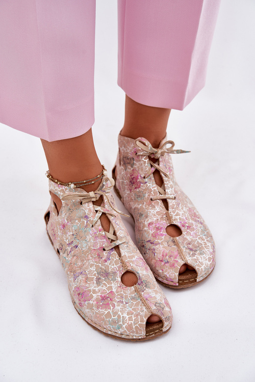 Візерункові Шкіряні Чоботи Maciejka 03426-48 Бежеві