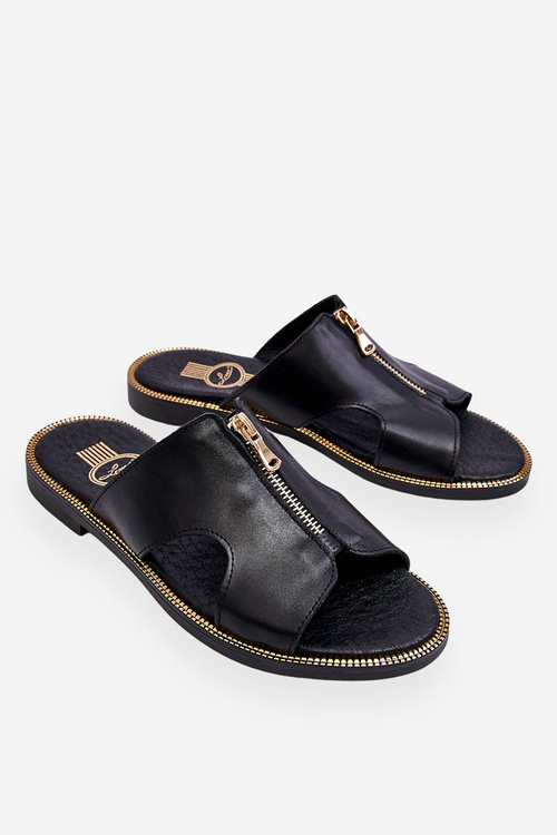 Жіночі тапочки на декоративній блискавці Black Clarence