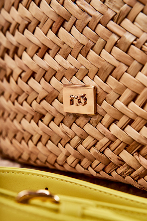 Плетена пляжна сумка NOBO XM0020-C002 Бежево-жовта