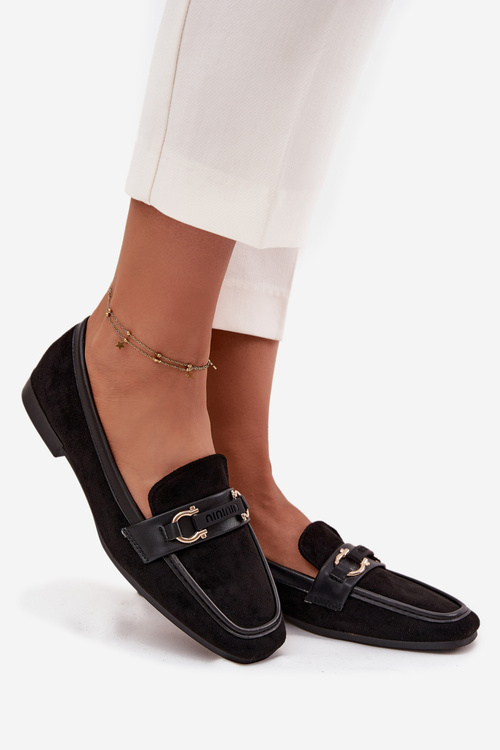 Мокасини Лофери Жіночі З Декоративним Елементом Чорні Evelora