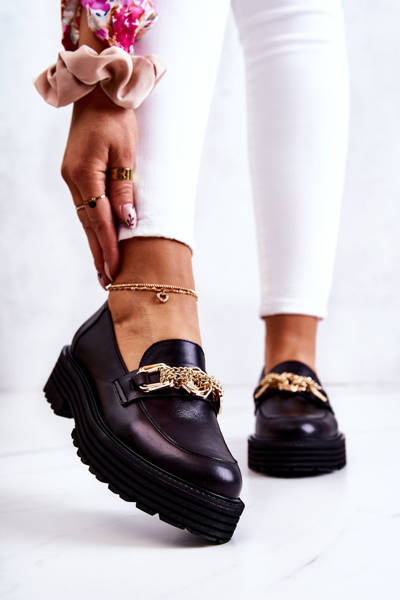 Жіночі броги Шкіряні золотисті прикраси Laura Messi 2383 Чорні