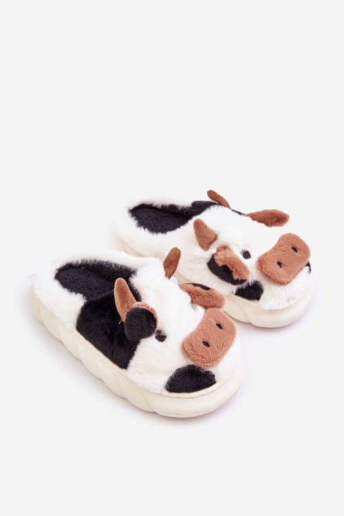 Дитячі хутряні тапочки з мотивом корови Білий Таморрін