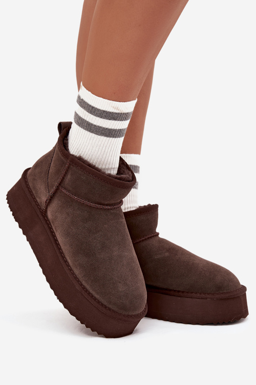Замшеві зимові чоботи для жінок Vinceza 97962 Шоколадні