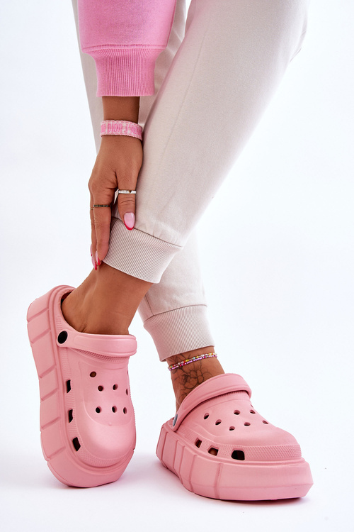 Жіночі поролонові кросівки на платформі Crocs Pink Beckett