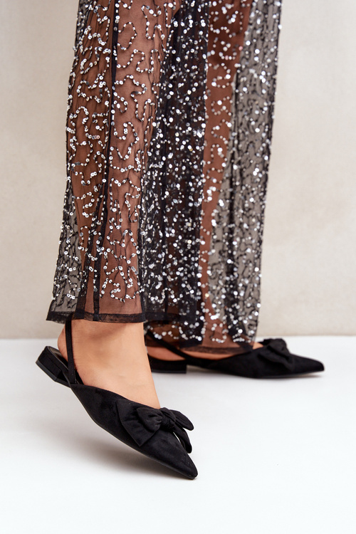 Балетки З Загостреними Носами І Бантом Чорні Lotiara