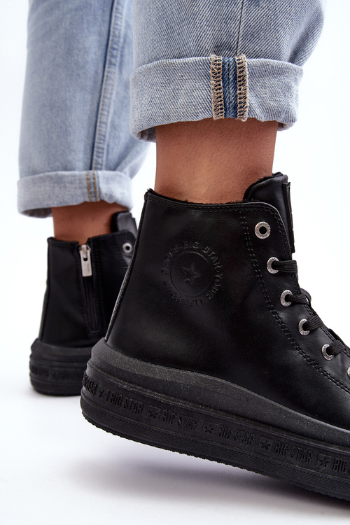 Жіночі стьобані кросівки на блискавці чорні Big Star MM274023