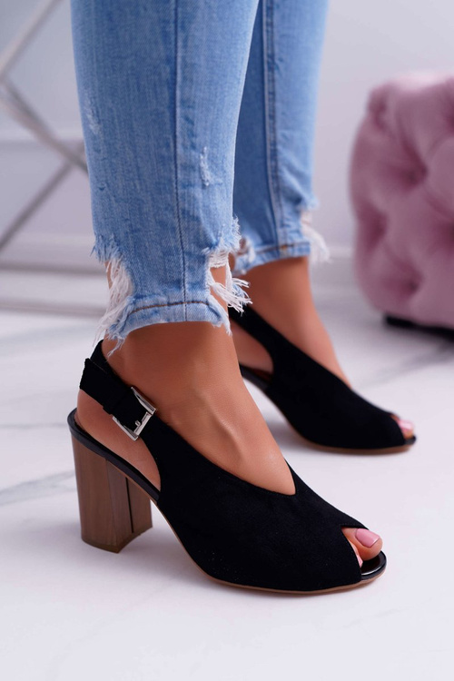 Жіночі замшеві босоніжки Celian чорного кольору