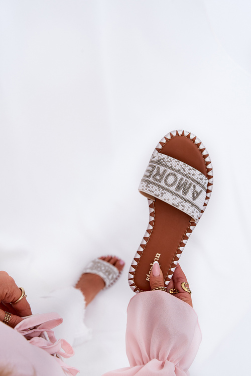 Жіночі Сандалі На Плоскому Каблуці З Декором Білі Dorfedi