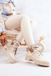 Чоботи жіночі шкіряні з вирізами світло-бежеві Everly