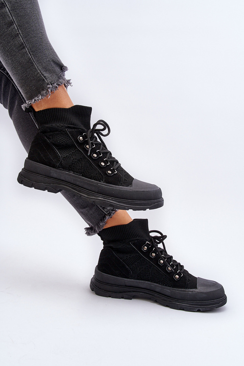 Жіночі кросівки з еластичним верхом чорного калину