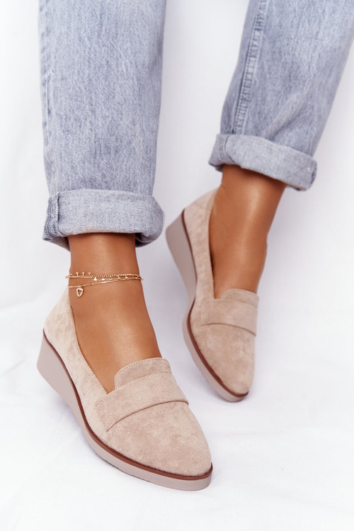 Елегантні туфлі на танкетці Vinceza 10599 Suede Beige