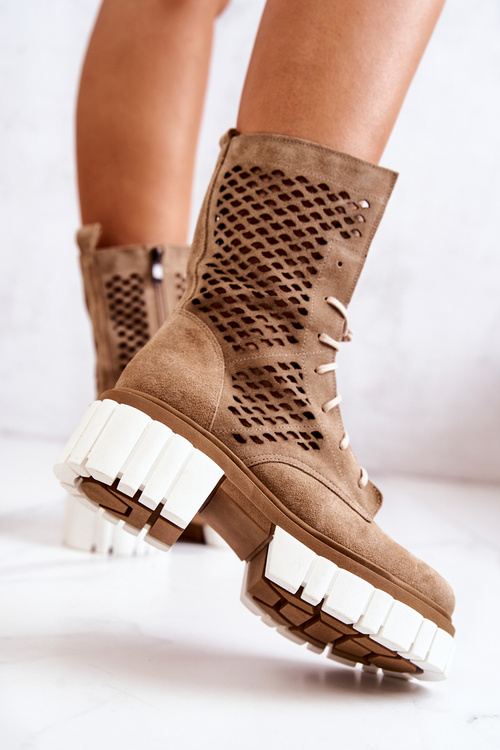 Шкіряні високі чоботи Workers Nicole Camel 2706