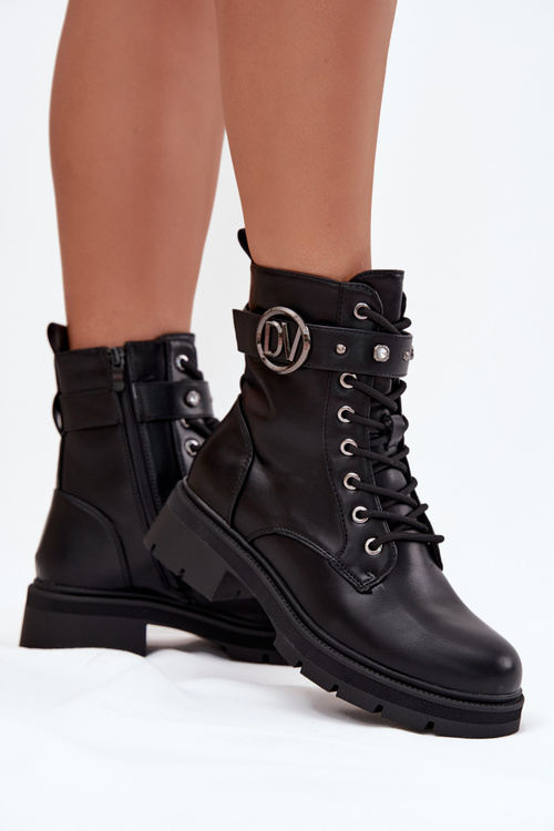 Зігріті жіночі робочі ботильйони з декоративним елементом чорні Talyssa