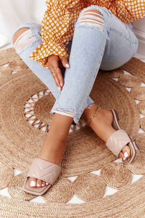 Шкіряні тапочки зі стьобанням S.Barski 331-42 Cappuccino