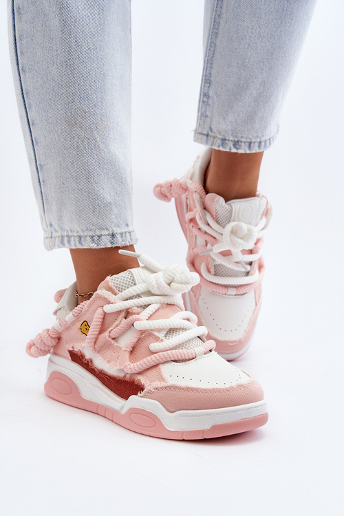 Жіночі кросівки з масивною шнурівкою рожевого кольору Miatora