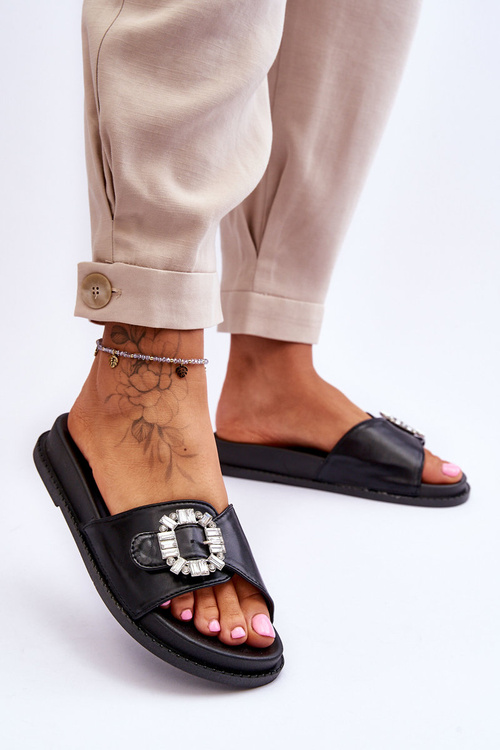 Жіночі тапочки на платформі з декором Black Beneca