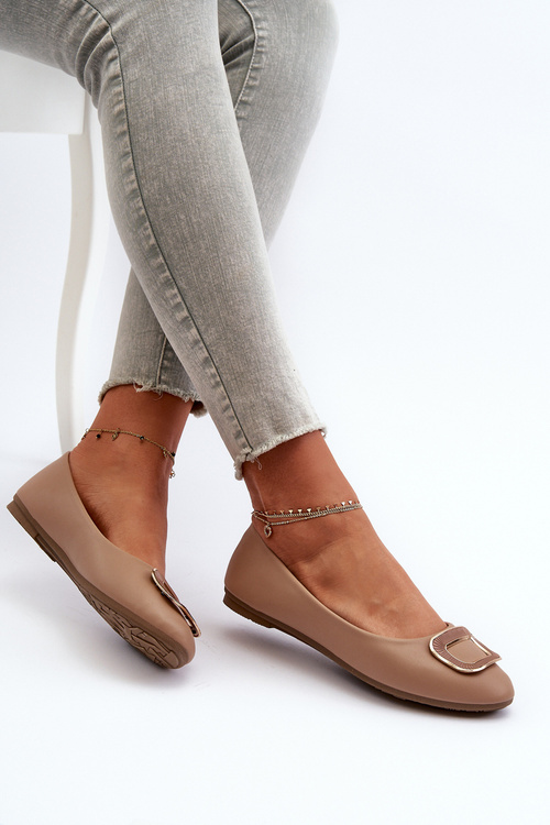 Балетки з еко шкірою темно-бежевий Enicoria