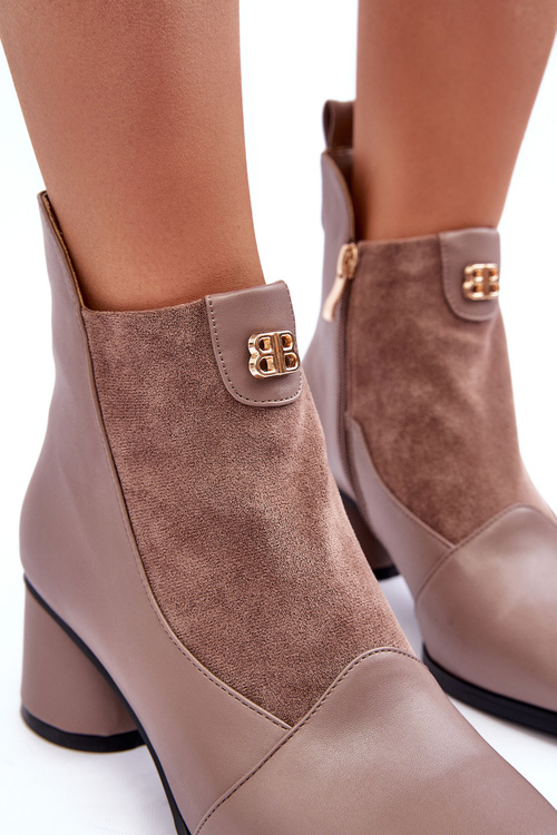 Шкіряні чоботи на підборах SBarski MR870-96 Бежеві