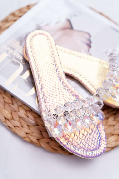 Жіночі шльопанці з цирконію Lu Boo Petrol Pink Mediana