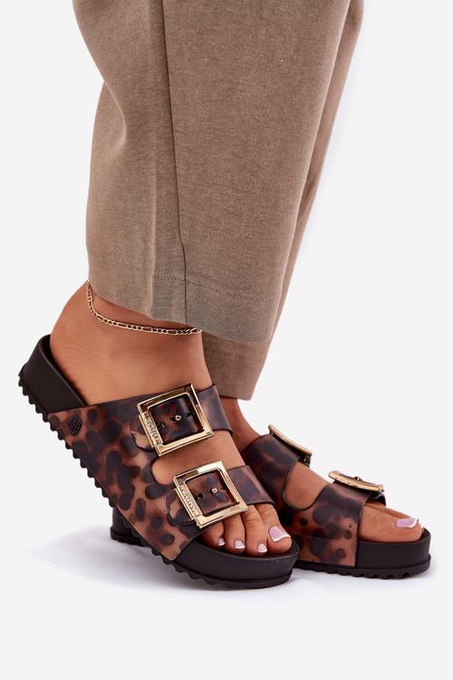 Ароматні Жіночі Сандалі З Пряжками Леопардові Коричневі ZAXY RR285059