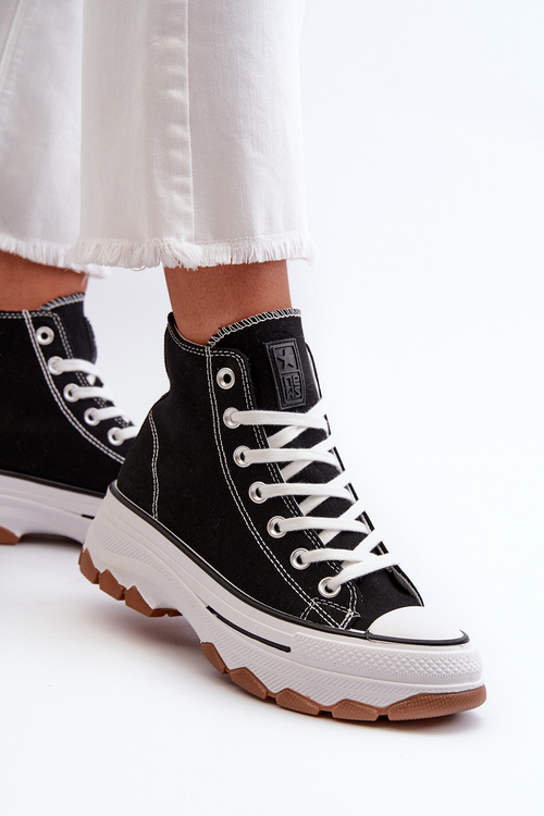 Чорні високі жіночі кросівки на платформі Valvia