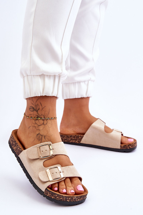 Жіночі тапочки на корковій підошві Кортіна бежеві