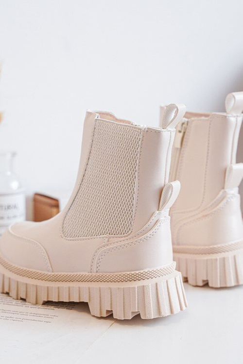 Дитячі утеплені чоботи на блискавці, бежевого кольору Jolynn