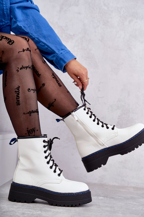 Жіночі чоботи на зав'язках Glany White Callie