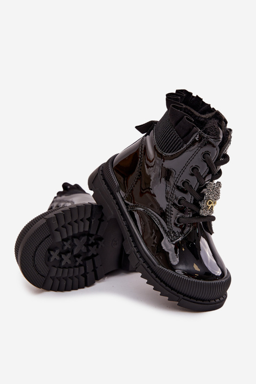 Ботильйони жіночі лаковані на блискавці чорні Felori