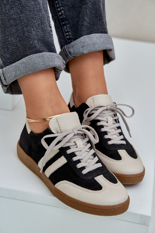 Zazoo N1068 Шкіряні Низькі Кросівки Для Жінок Чорні