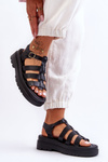 Шкіряні босоніжки зі смугами чорного кольору