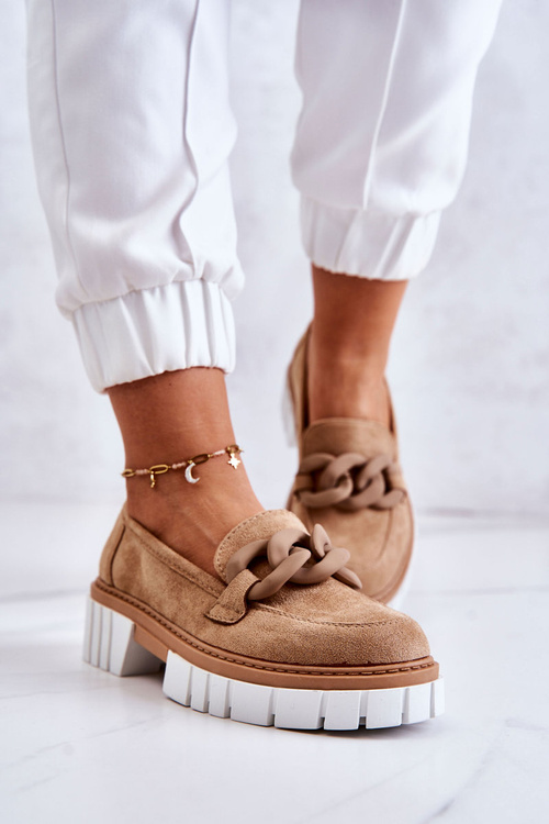 Замшеві лофери з декором темно-бежевий Talisa